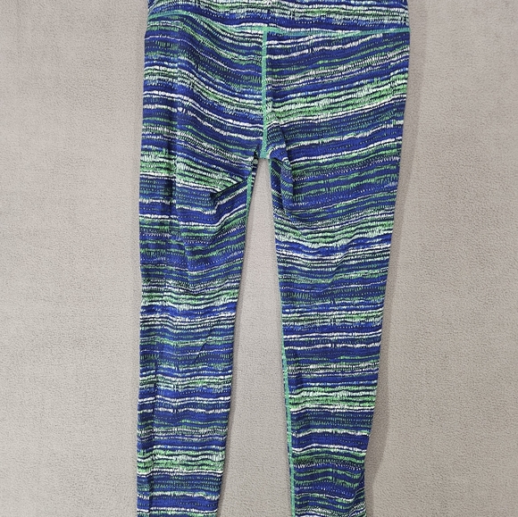 Athleta Athletic Womens Leggings Blue Green Strip Size Medium M - Picture 6 of 9